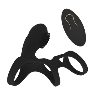 Anillo vibrador para pene con estimulador cepillado para el placer masculino, vibrador de anillo para pene para adultos - Product Image 1