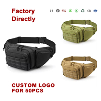 Sac de taille tactique unisexe avec système Molle pour l'escalade en extérieur, logo personnalisé, fermeture éclair résistante à l'eau, polyester 900D