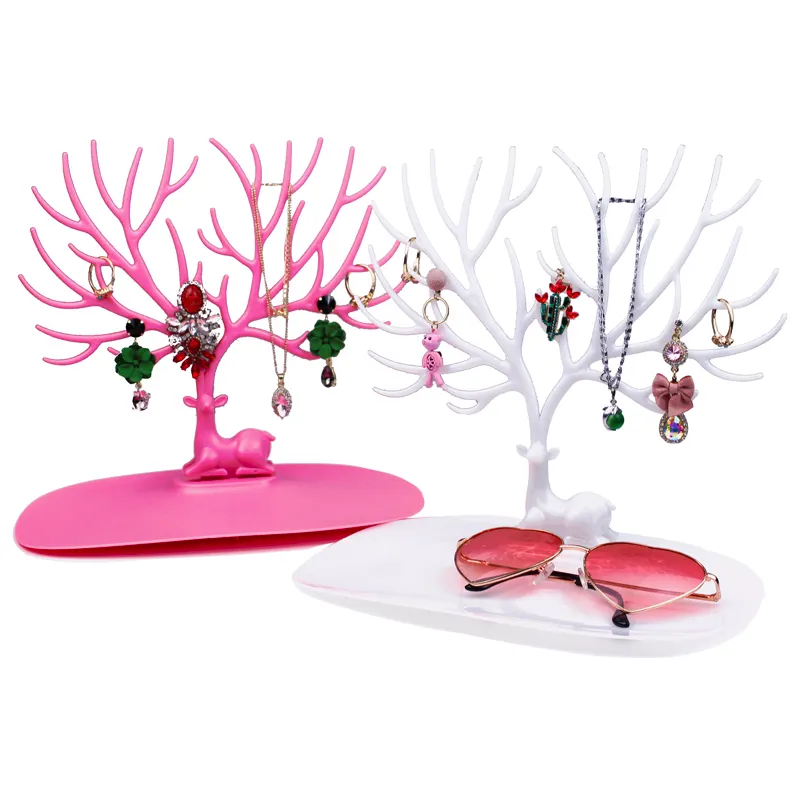 Plastic White/Black Jewelry Standing Rack Tree Earring Holder Cute Jewelry Display Shelf For Jewelry Shop Cheap Rack Holder