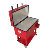 Glacière roulante classique 49L/65L pour jeux de football, chariot isotherme en métal avec roues pour BBQ et matchs de football