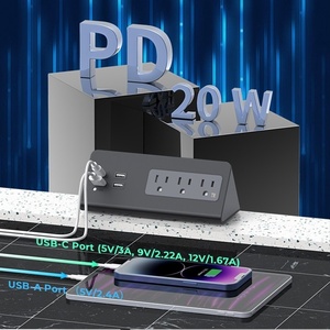 Multipresa da Tavolo Standard USA con <span class=keywords><strong>Presa</strong></span> <span class=keywords><strong>Americana</strong></span>, <span class=keywords><strong>Presa</strong></span> da Ufficio con Porta USB per Ricarica Rapida - Product Image 2