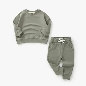 Organic Cotton Kid Sweatsuit Boys Clothing Sets Kids Long Sleeve French Terry Set Toddler Sweatsuits Sets Children Clothes