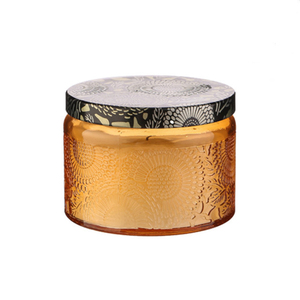 برطمانات غير لامعة حمراء وأرجوانية جرة فاخرة بغطاء حامل شموع هندسي ذهبي وردي - Product Image 2