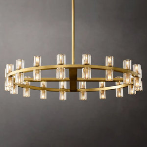 36" Round LED Chandelier Modern American Style Antique Brass Gold Crystal Chandelier For Living Room - Product Image 2
