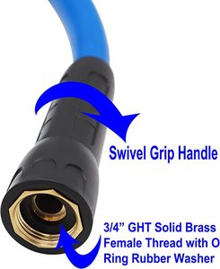 Сверхмощный Гибридный садовый водяной шланг 5/8 дюйма на 50 футов 150 PSI Kink устойчивый, гибкий с поворотной рукояткой - Product Image 3