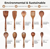 Ensemble d'ustensiles de cuisine en bois 10 pièces avec support en céramique, spatules en bois, ustensiles de cuisson en bois naturel de qualité alimentaire, fournisseur en gros