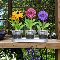 Ensemble de jardinières pour plantes aromatiques d'intérieur et d'extérieur Pots de plantes en métal avec rebord de fenêtre et plateau Pots polyvalents pour herbes aromatiques et fleurs