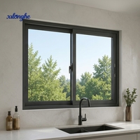 Fenêtre coulissante en alliage d'aluminium à profil épais de style moderne Xilonghe, insonorisée, double vitrage, isolation thermique, économie d'énergie, pour maison