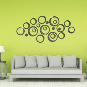 Juego de 24 Adhesivos Decorativos de Pared con Diseño de Círculos y Puntos, Espejo Acrílico, Mural Artístico para Decoración de Sala de Estar y Dormitorio - Product Image 5