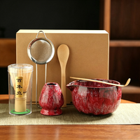 Ensemble de thé Matcha en céramique avec bol Chawan, fouet en bambou Chasen à 100 dents, support pour fouet, cuillère Chashaku, tamis, spatule