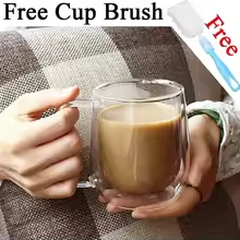 Mug en verre borosilicate à double paroi RSCHEF, résistant à la chaleur et au froid, isolé, écologique, pour la maison, pour le thé, le lait, le citron - Product Image 2