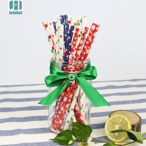 Christmas <b>Paper</b> Straws 8 Mm Disposable <b>Biodegradable</b> For Party Drinks - Product Image 5