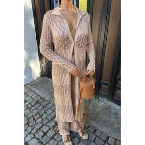 บริดเจ็ต โอเพ่นเวิร์ค ลองคาร์ดิแกนผู้หญิงถักแขนยาวโบฮีเมียนเชียร์เลเยอร์ DO - Product Image 4