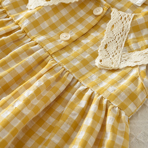 Vestido de princesa a cuadros sin mangas para niñas, vestido informal con volantes para verano - Product Image 5