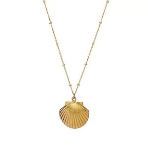 Collar de medallón de concha marina de joyería chapada en oro de moda personalizada de fábrica - Product Image 3