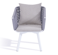 Fauteuil d'appoint moderne noir et gris pour jardin, café, terrasse, avec coussin moelleux, en aluminium et corde, pour l'extérieur