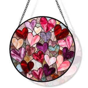 Atrapasueños de Vitral Art Deco con Forma de Corazón, Mosaico Romántico Rosa, Decoración para Ventana, Exterior, Cumpleaños, Hogar, Regalo de Aniversario - Product Image 1