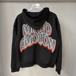 Sweat-shirt à capuche pour homme de <span class=keywords><strong>marque</strong></span> de créateur, motif imprimé MIXED EMOTION avec diamants, fermeture éclair, style streetwear - Product Image 6