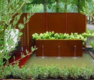 Mesa de agua de acero Corten para jardín, mueble de agua para jardín, fuente de agua - Product Image 3