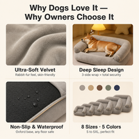 Canapé-lit de luxe pour animaux de compagnie, velours doux pour la peau, rembourrage en coton PP haute densité, base Oxford imperméable, 8 tailles, 5 couleurs, OEM en gros