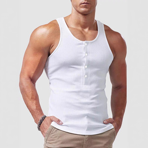 Débardeur homme tricoté rayé, coupe ajustée, style sport décontracté, épaules larges, pour le fitness et le commerce transfrontalier - Product Image 2
