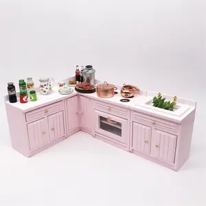 Kit 1:12 libreria casa delle bambole Set di mobili da cucina 4 In 1 In miniatura con lavello e armadio