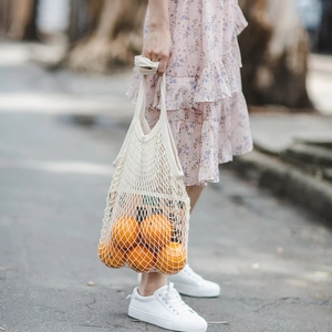 Delle Donne di Modo Riutilizzabile Lavabile Frutta Verdura Sacchetto di Tote di Acquisto di Generi Alimentari Organico Panno di Cotone Sacchetto Della Maglia - Product Image 5