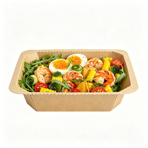 EvoH Kraft Paper Trays Waterproof Oil-proof Disposable Biodegradable Paper Plates Bowls <b>Takeaway</b> Food <b>Container</b> - Product Image 1