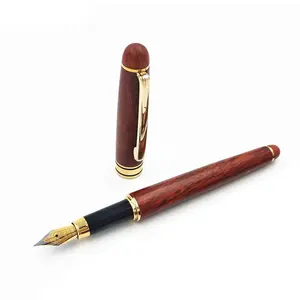 Wood Fountain Pen Wooden Luxury Business Exquisite Student Gift High Quality Gold and Red Ballpoint Pen Office & School Pen 1pc