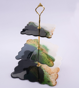 C011免费样品三层蛋糕甜点架环氧树脂模具波浪圆形方形大托盘硅胶模具 - Product Image 6