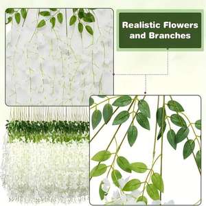 Légumes Artificiels 36 Tiges de Glycine Artificielles Blanches pour Décor de Toile de Fond de Mariage/Fête - Product Image 1