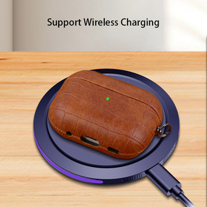 Funda Protectora Personalizada Retro de Piel Sintética de Cocodrilo a Prueba de Golpes con Carga Inalámbrica y Llavero Metálico para <span class=keywords><strong>AirPods</strong></span> Pro3 - Product Image 3