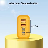 Chargeur Mural 120W Double USB Double Type C 4-en-1, Adaptateur Téléphone à Charge Rapide avec Prise US EU
