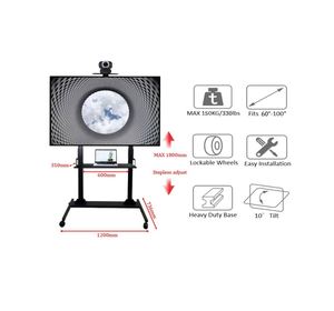 100" Floor <b>TV</b> <b>Stand</b> <b>TV</b> Cart with Metal Aluminum Construction Tilted/<b>Rotated</b> Function 330LBS Capacity for Office Use - Product Image 2