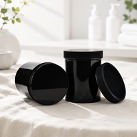 Pot de stockage vide en plastique noir de 1000 ml avec couvercle à vis pour crème cosmétique, gommage corporel, masque capillaire, conteneur personnalisable avec logo
