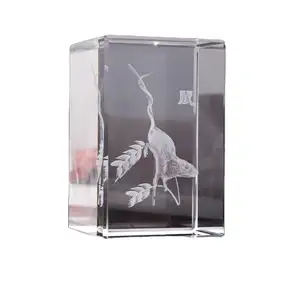 HBL Venda Quente Lembrança Blocos De Vidro/Cubos Presente 3d Laser Chicago Gravado Cristal/Paperweight Cristal Em Branco Foto Gravada Cristal