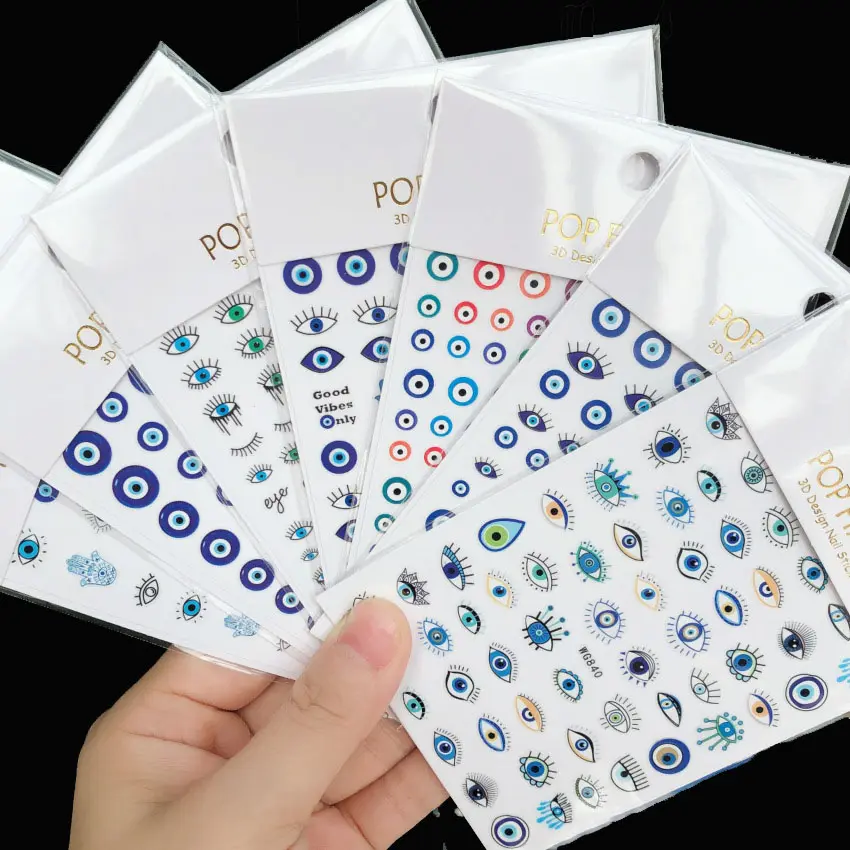 Self-adhesive Blue Evil Magic Eye Designers Stickers Christmas Nail Art Stickers for Nail Glitter Decoration