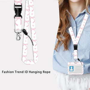Cross-border <b>document</b> lanyard, custom designs and logos available, pink bow nurse name tag with stretch buckle. - Product Image 3