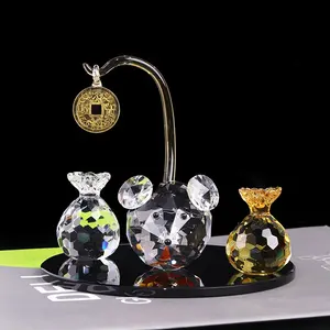 Fabricante Atacado Clear Crystal Mouse Glass Crystal Animais Figurines Para Casa Decoração