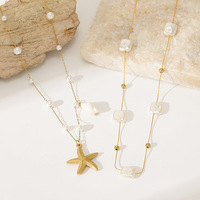 Collier de perles d'imitation pour femme, motif étoile de mer, élégant et chic, nouvelle collection de bijoux, vente en gros TGXL15054