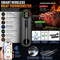 Thermomètre à viande sans fil avec écran couleur de 1,28 pouces 270 °   Sonde ultra-mince rotative avec portée de 820 pieds pour barbecue, fumoir et four