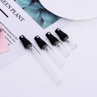 Grosir mewah bulat 2ml 3ml 5ml 10ml Mini kosong bening botol semprot parfum kaca dengan tutup hitam