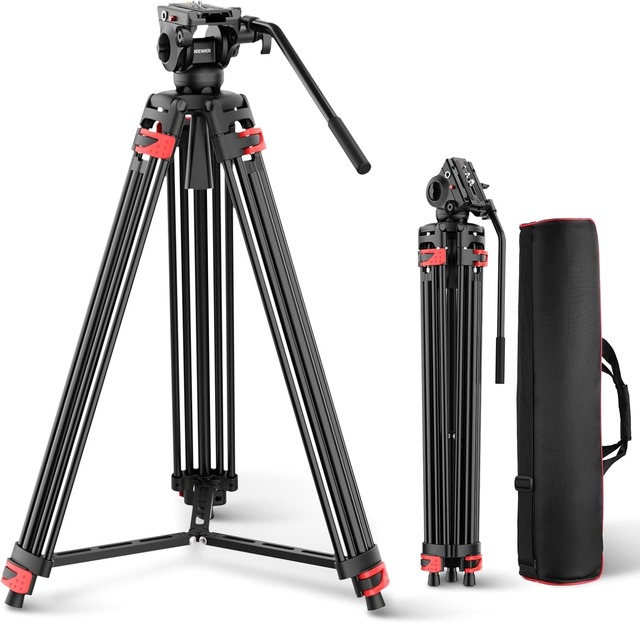 Neewer TP37 Professional Travel Tripod 74" Video Tripod with Fluid Head for Camera