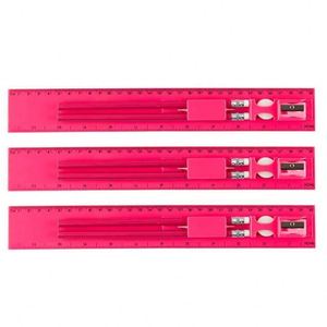 Ensemble de règles multifonctionnelles en plastique de 30 cm avec crayons, gomme et taille-crayon pour étudiants, écoles et cadeaux publicitaires - Product Image 3