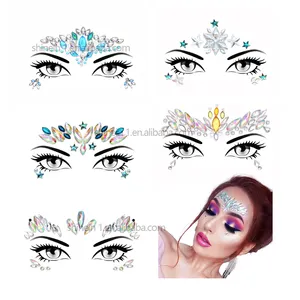 Shinein Mermaid Temporary Tattoo Face Gems Sticker Adhesive Crystal Body Eye Jewels Rhinestones for Face