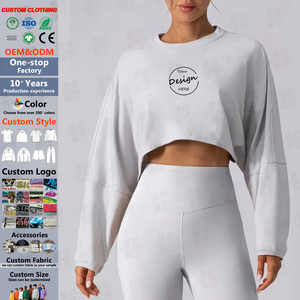 وصول جديد مخصص صالة ألعاب رياضية نسائية فارغة سادة برقبة طويلة محصول تي شيرت حجم كبير تي شيرت للنساء - Product Image 1