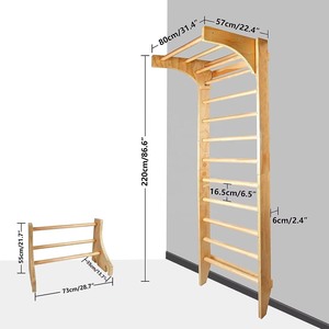 Cadre d'escalade en bois aire <span class=keywords><strong>de</strong></span> jeux intérieure échelle murale suédoise barre murale <span class=keywords><strong>de</strong></span> gymnastique à domicile échelle suédoise Pilates <span class=keywords><strong>cintre</strong></span> mural - Product Image 6