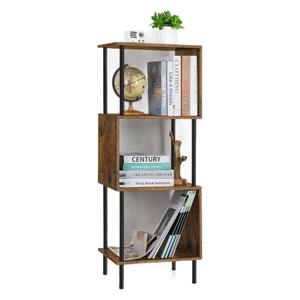 Estantería de 4 niveles de madera y hierro, color marrón oscuro, que ahorra espacio, para almacenamiento en el hogar u oficina, con espacio para libros y decoración. - Product Image 5