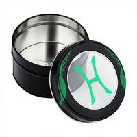 Boîte en métal ronde personnalisée en fer blanc avec fenêtre en PVC pour emballage de papeterie et rangement de cadeaux