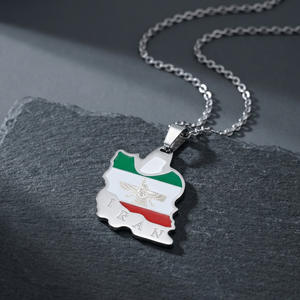 Collier en acier inoxydable pour homme et femme, pendentif carte de l'Iran, paix mondiale, espoir - Product Image 6
